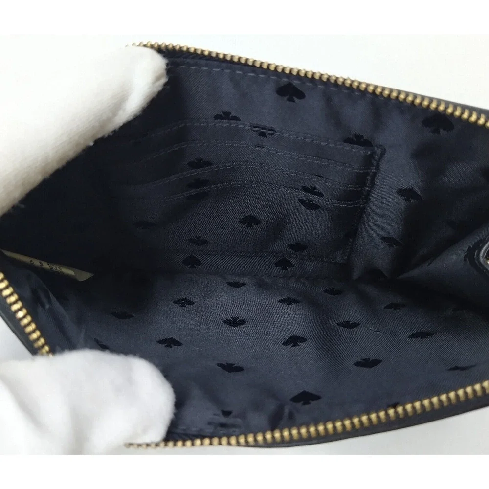 Kate Spade New York Black Leather Zipper Closure Credit Card Wristlet - Wallet